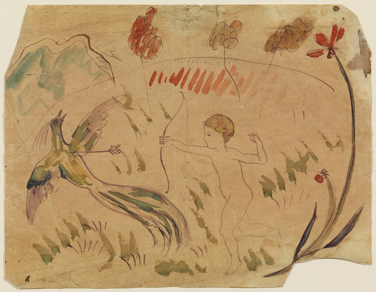 Cupido cazando un pájaro