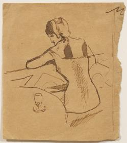 Mujer sentada, de espaldas