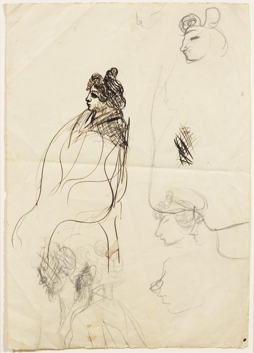 Estudio de mujer y diversas caricaturas de ésta | Museo Picasso Barcelona