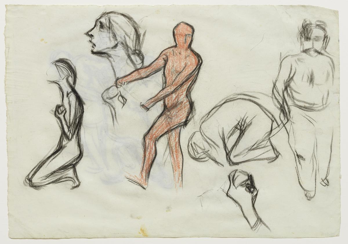 Apunts per a "Dona agenollada resant", i altres croquis