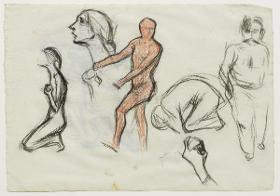 Apuntes para "Mujer arrodillada rezando", y otros croquis