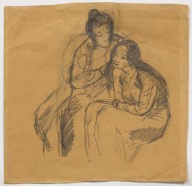 Mujer acariciando a una muchacha