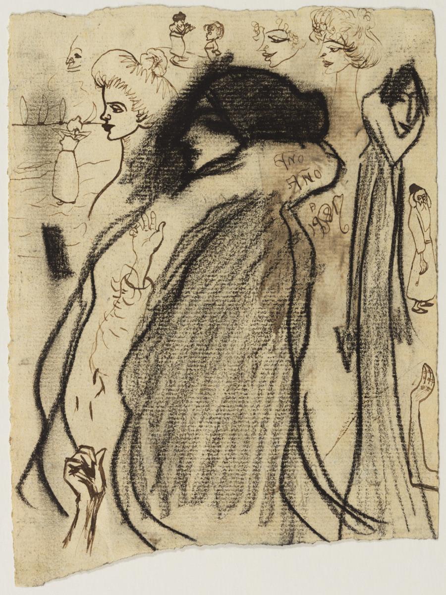 Diverses figures femenines i altres croquis