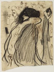 Diverses figures femenines i altres croquis