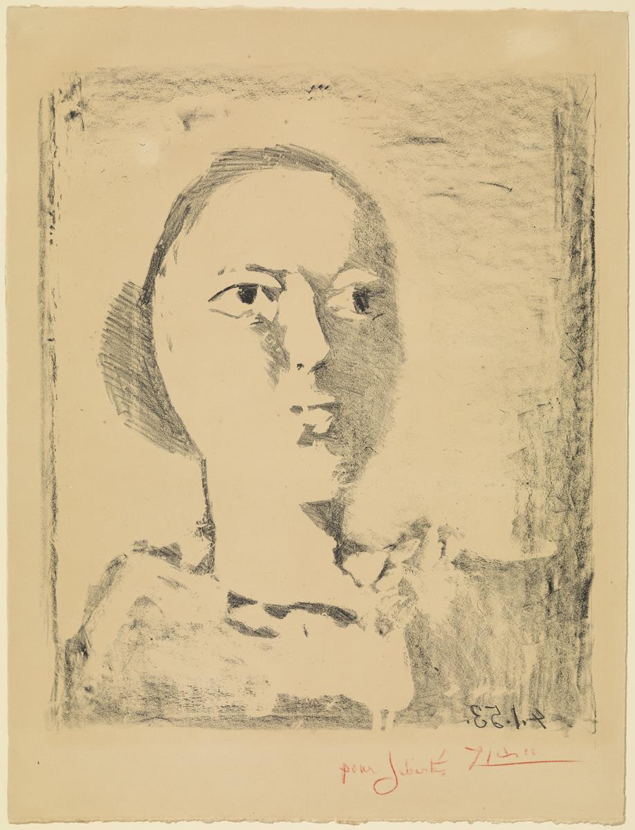Cabeza de mujer de tres cuartos