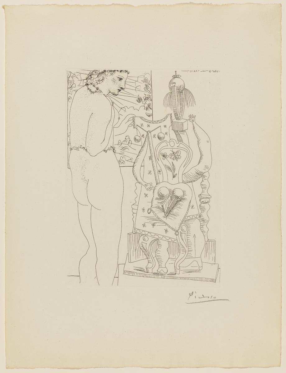 Marie-Thérèse examinando su efigie surrealista esculpida