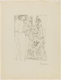 Marie-Thérèse examinando su efigie surrealista esculpida