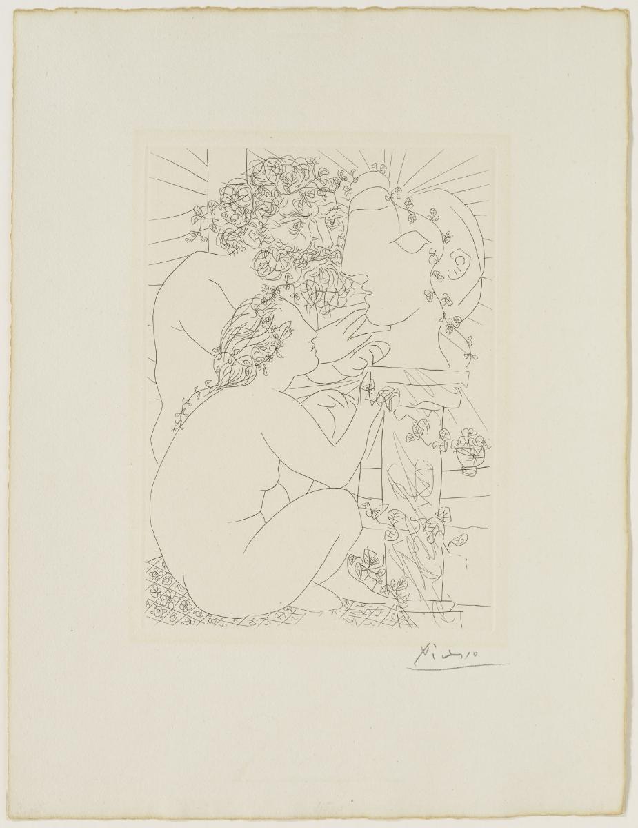 Sculptor with His Model, His Sculpture and a Bowl of Anemones