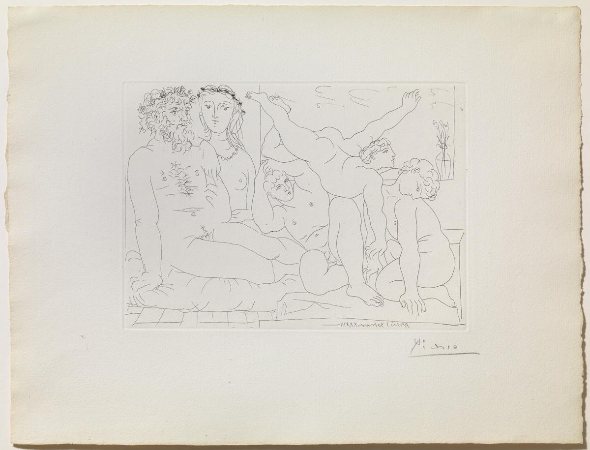 Sculptor and His Model with a Sculpted Group Representing Athletes