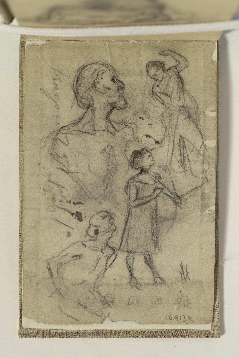 Busto de hombre, bailarinas y niña