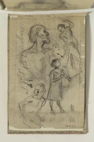 Bust of a Man, Dancers and Girl