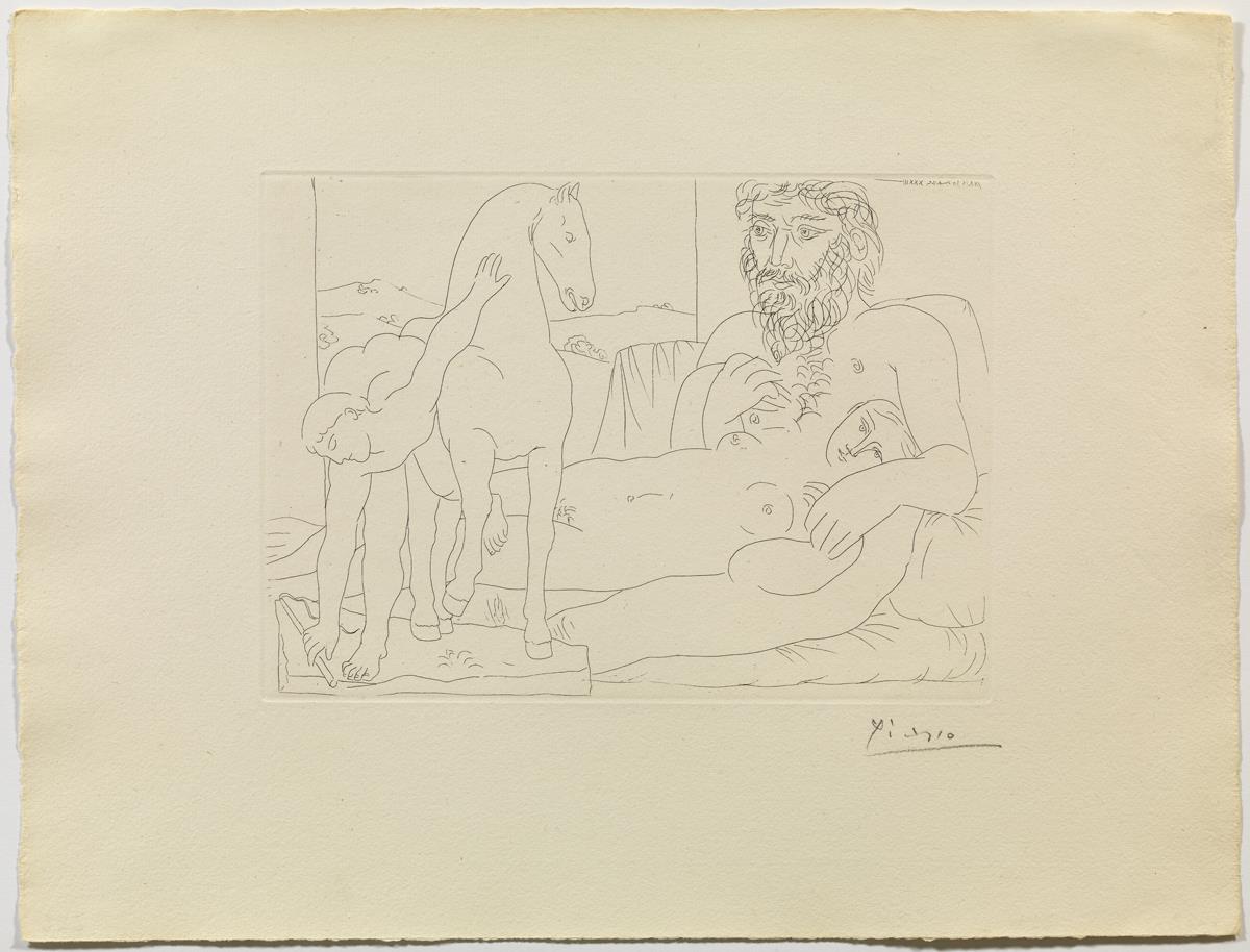 Sculptor and His Model with a Sculpted Group Representing a Horse Trainer