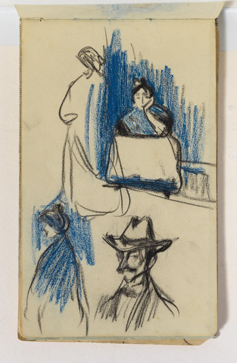 Mujer sentada y estudio de figuras