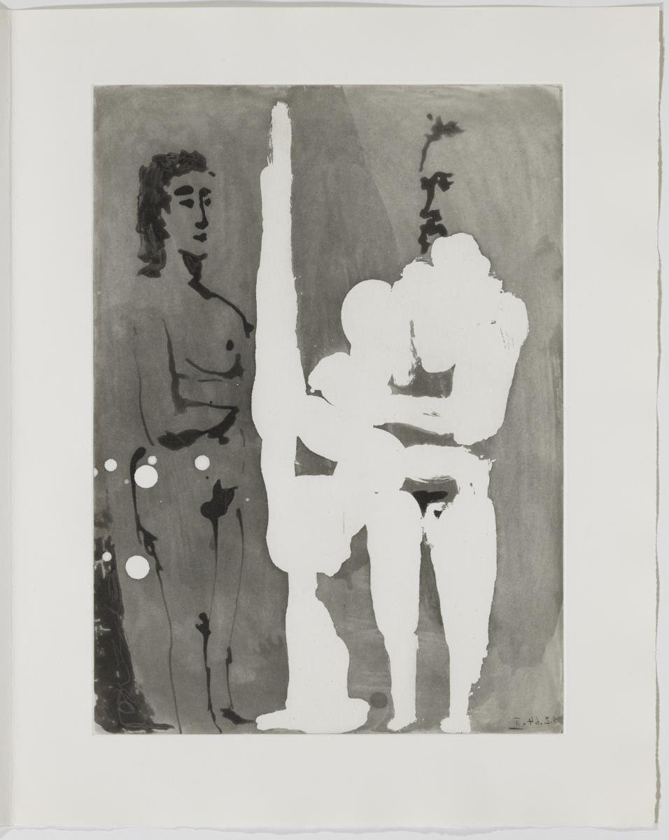 Pintor dret davant del cavallet, amb una model