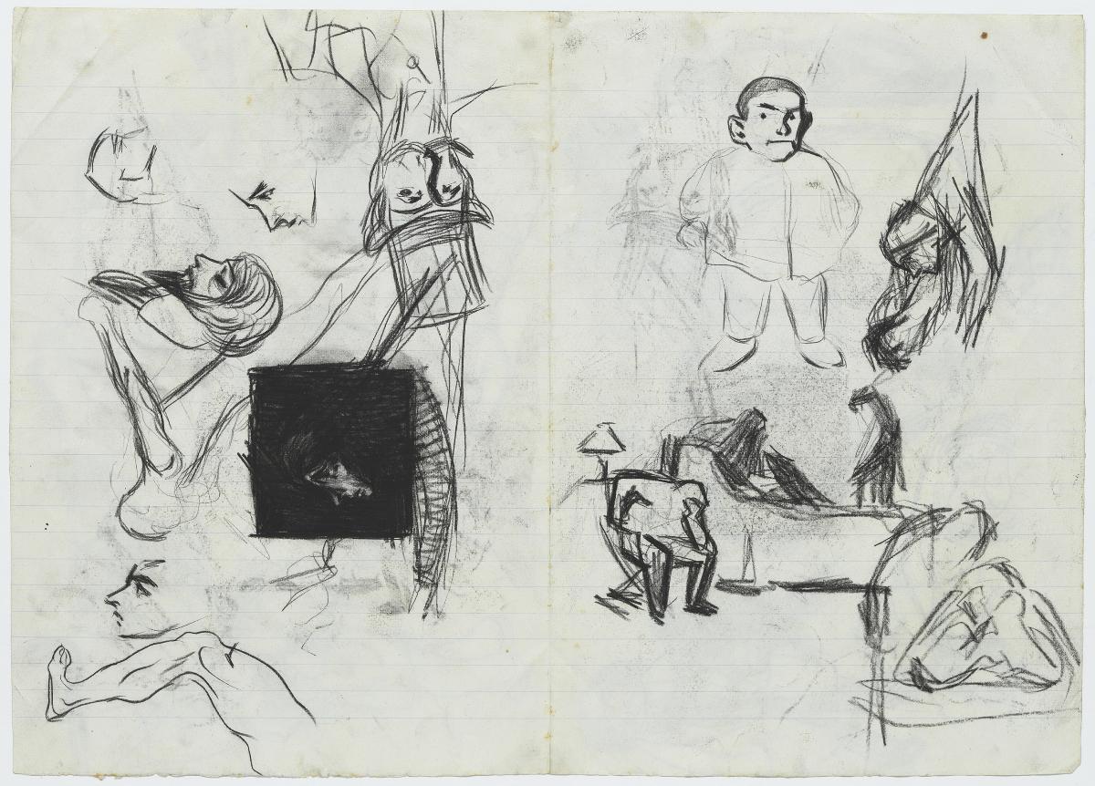 Estudio para "¡Pobres genios!" y otros croquis