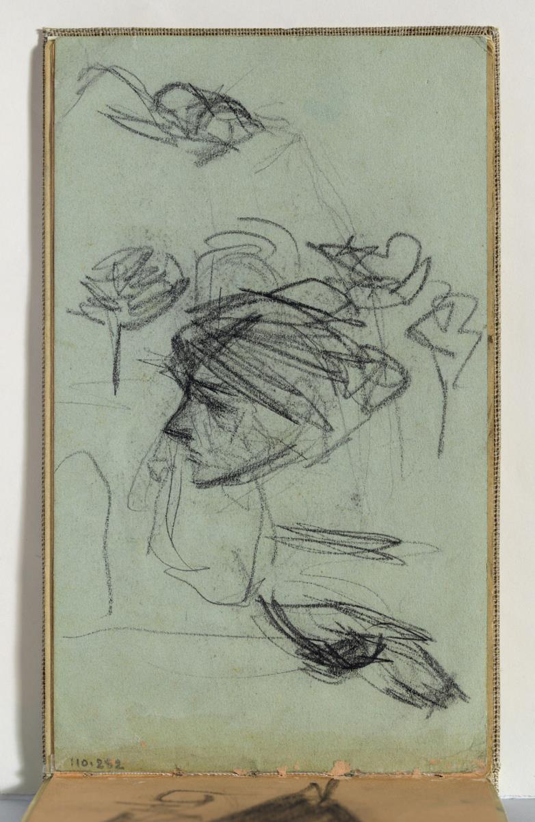 Cabeza de mujer y estudio de flores