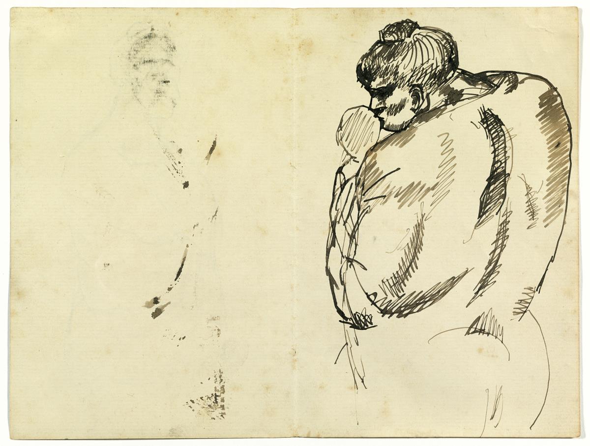 Mujer de espaldas, besando a una criatura