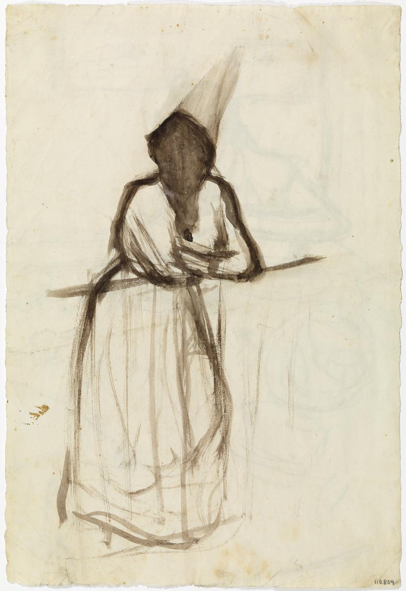 Dona mirant des d'un balcó