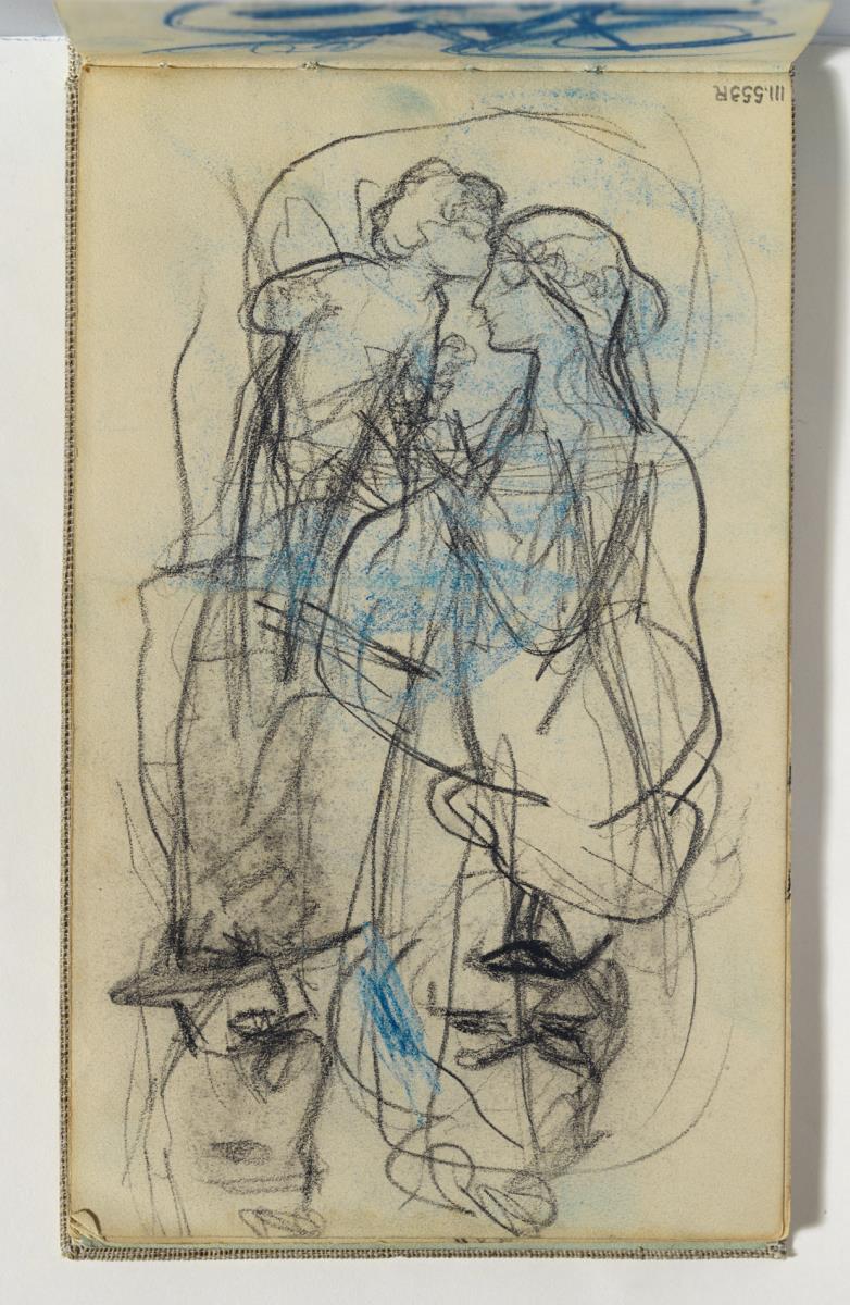 Cupido besando la frente de una muchacha