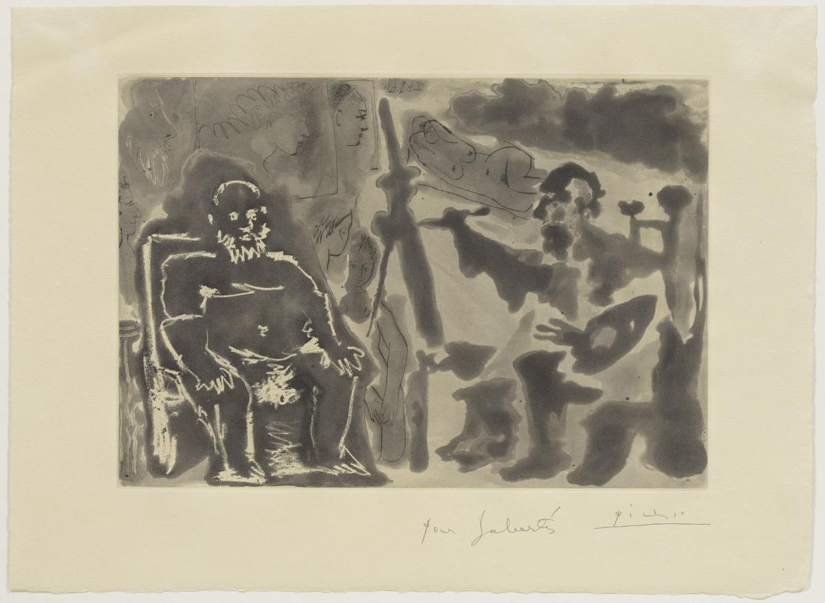 Painter with Bearded Model Sitting on a Chair