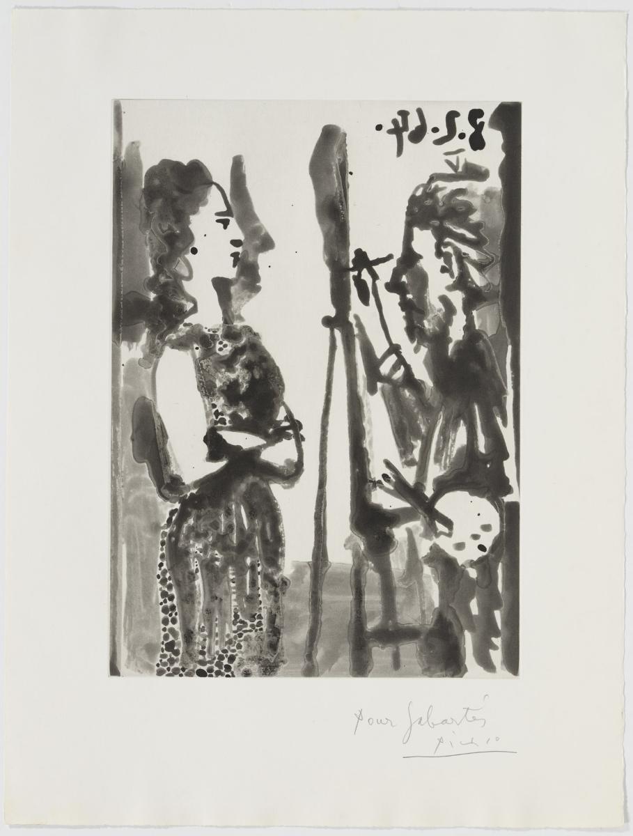 Painter and Model in a Print Dress