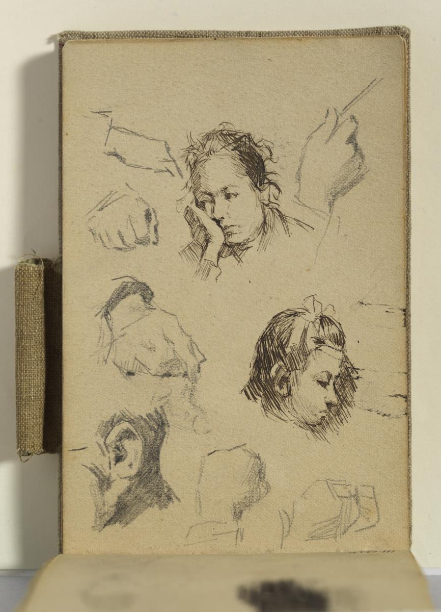 La mare i la germana de l'artista i estudi de les mans i del cap del pare de l'artista