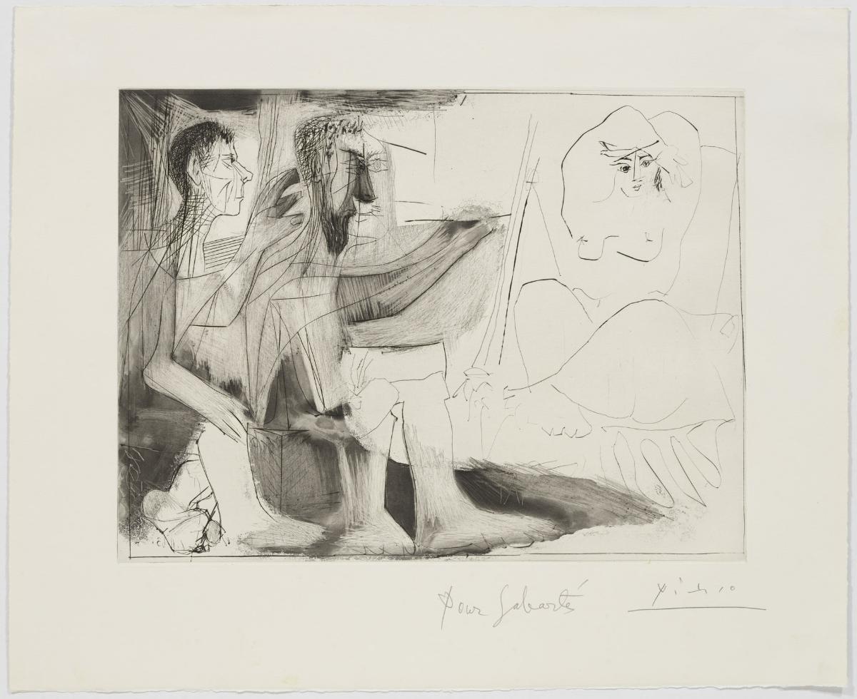 Bearded Painter with Naked Model and a Spectator