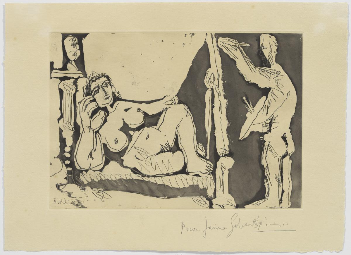 Pintor i model amb una escultura. I