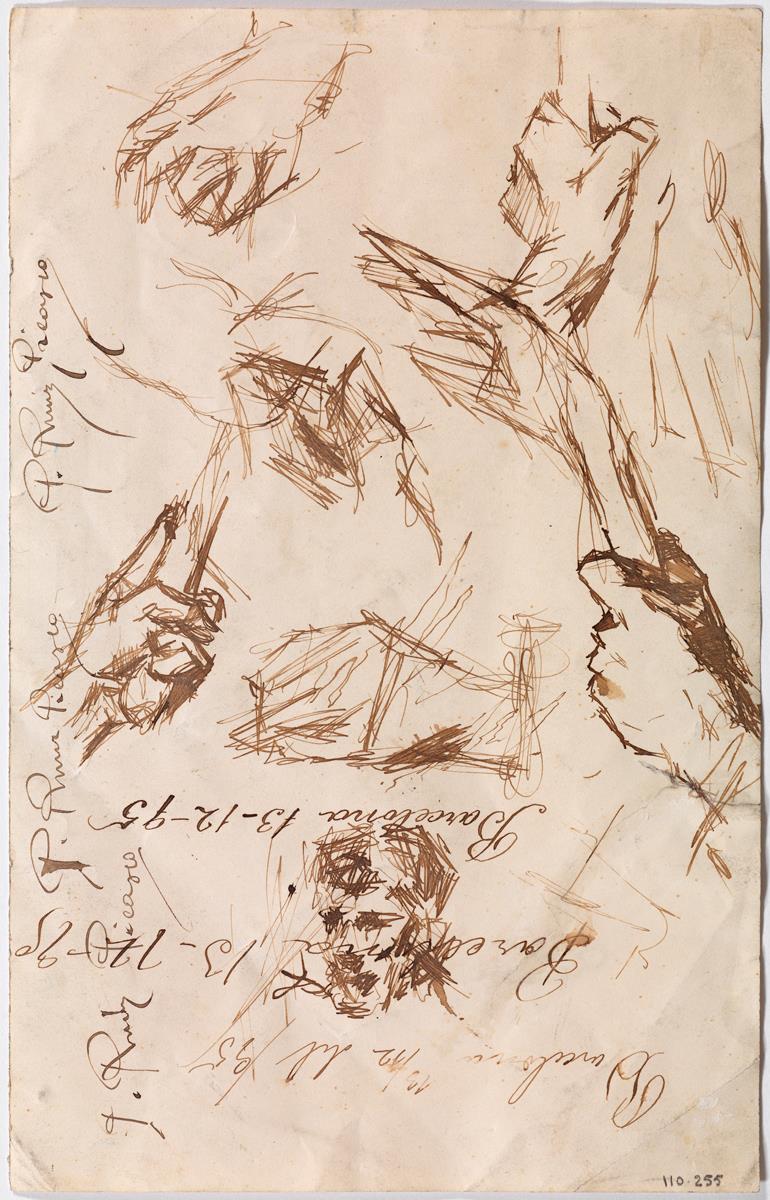 Estudio de manos, y estudio de la cabeza del padre del artista