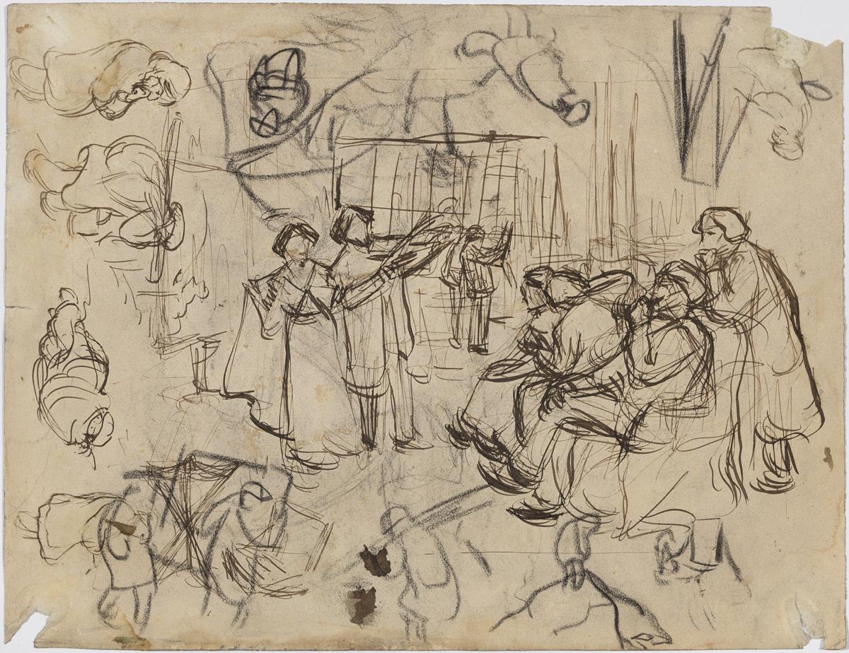 Reunión en el estudio del pintor, y otros croquis