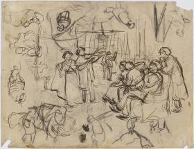 Reunió a l'estudi d'un pintor, i altres croquis