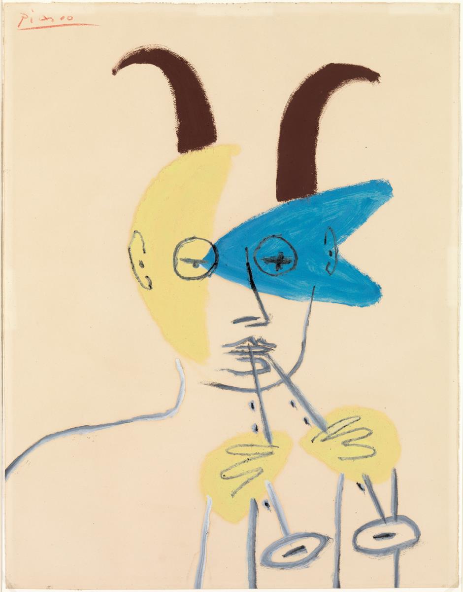 Jaume Sabartés com un faune tocant l'aulos