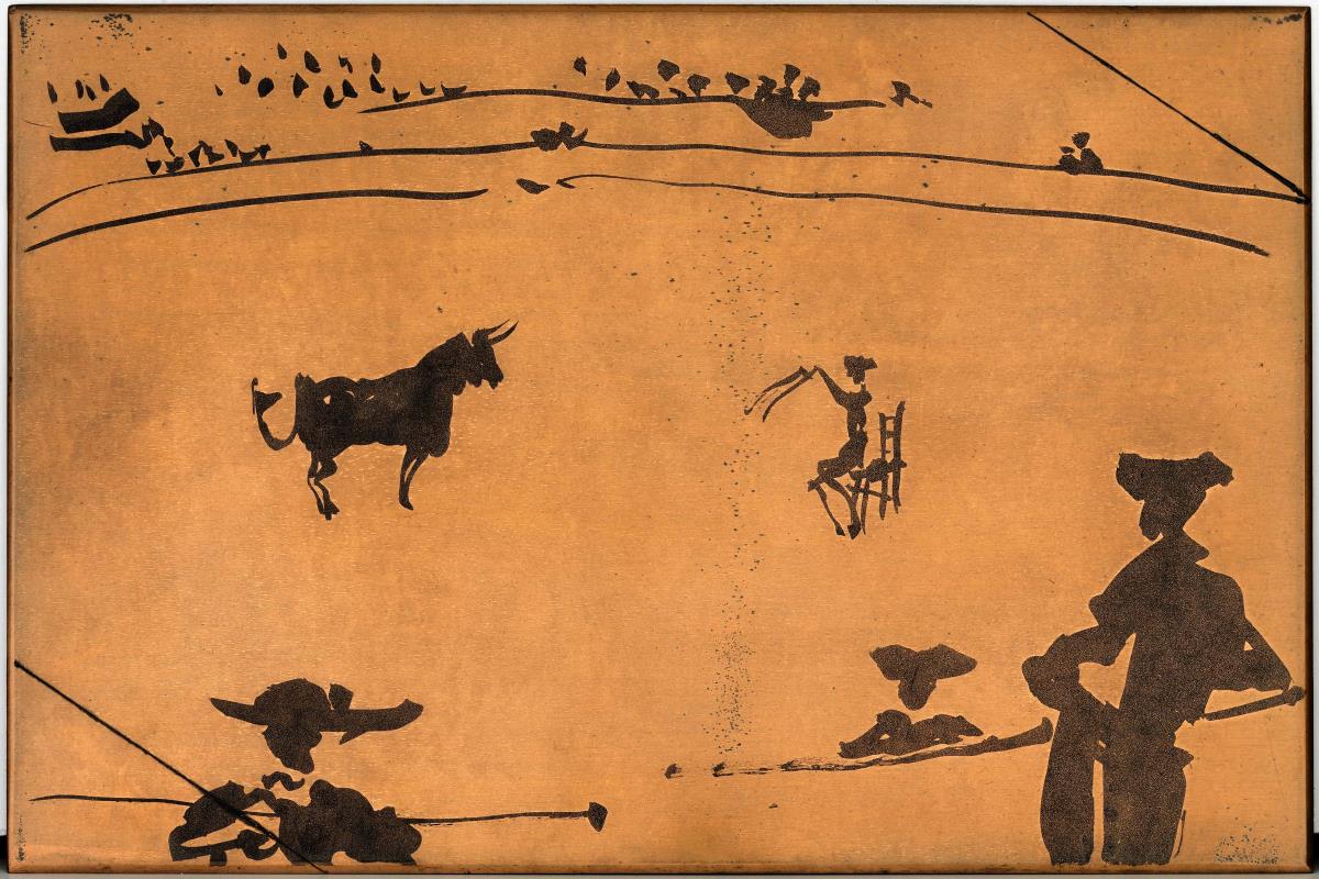 Seated Bullfighter Summoning the Bull with "Banderillas"