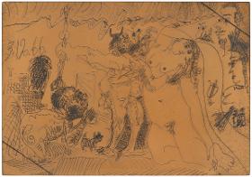 At the Theatre: The Cuckold Brandishing "Zeus's Thunderbolt", with the God's Eagle, etc.