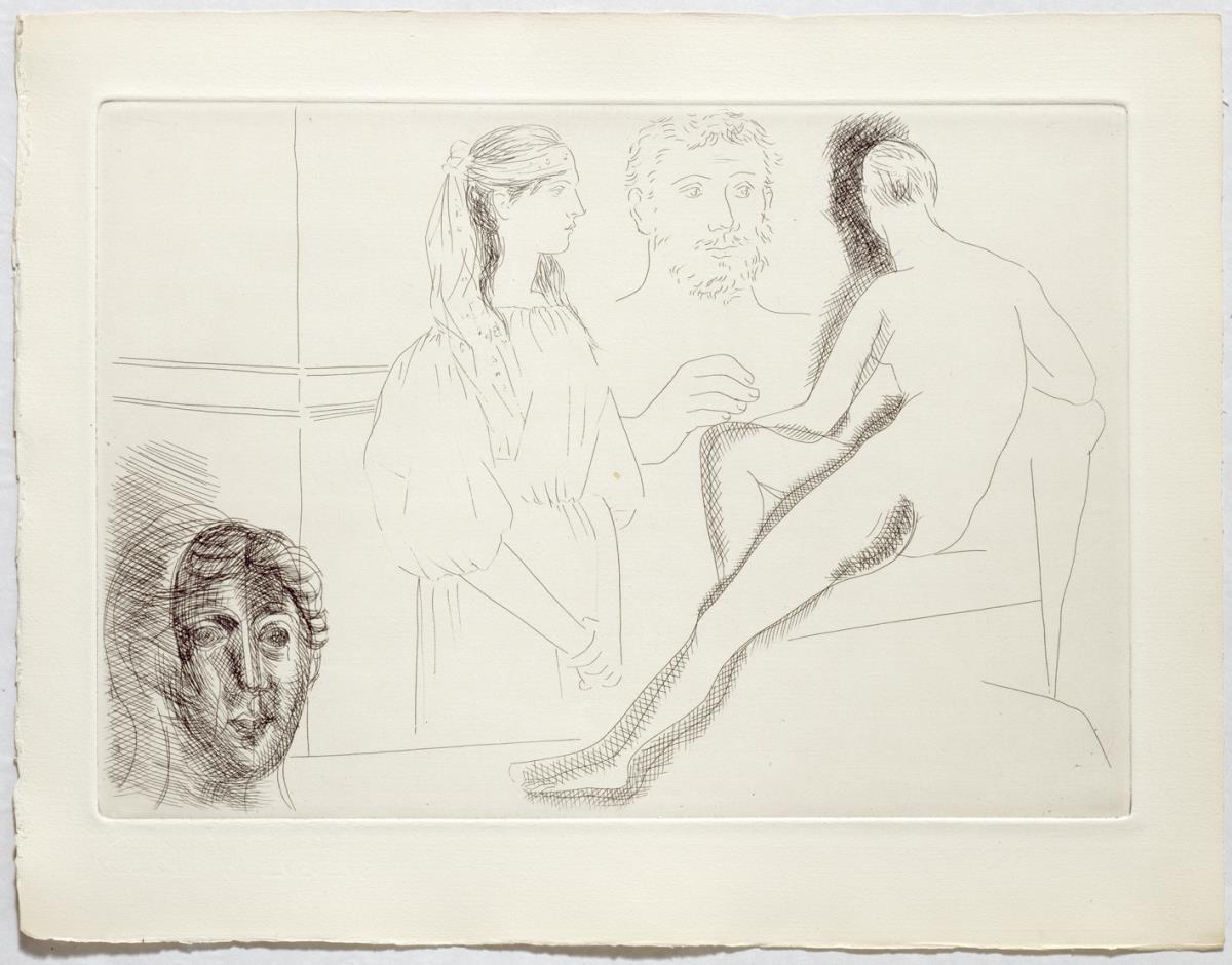 Sculptor before His Sculpture, with Young Girl in a Turban and Sculpted Head