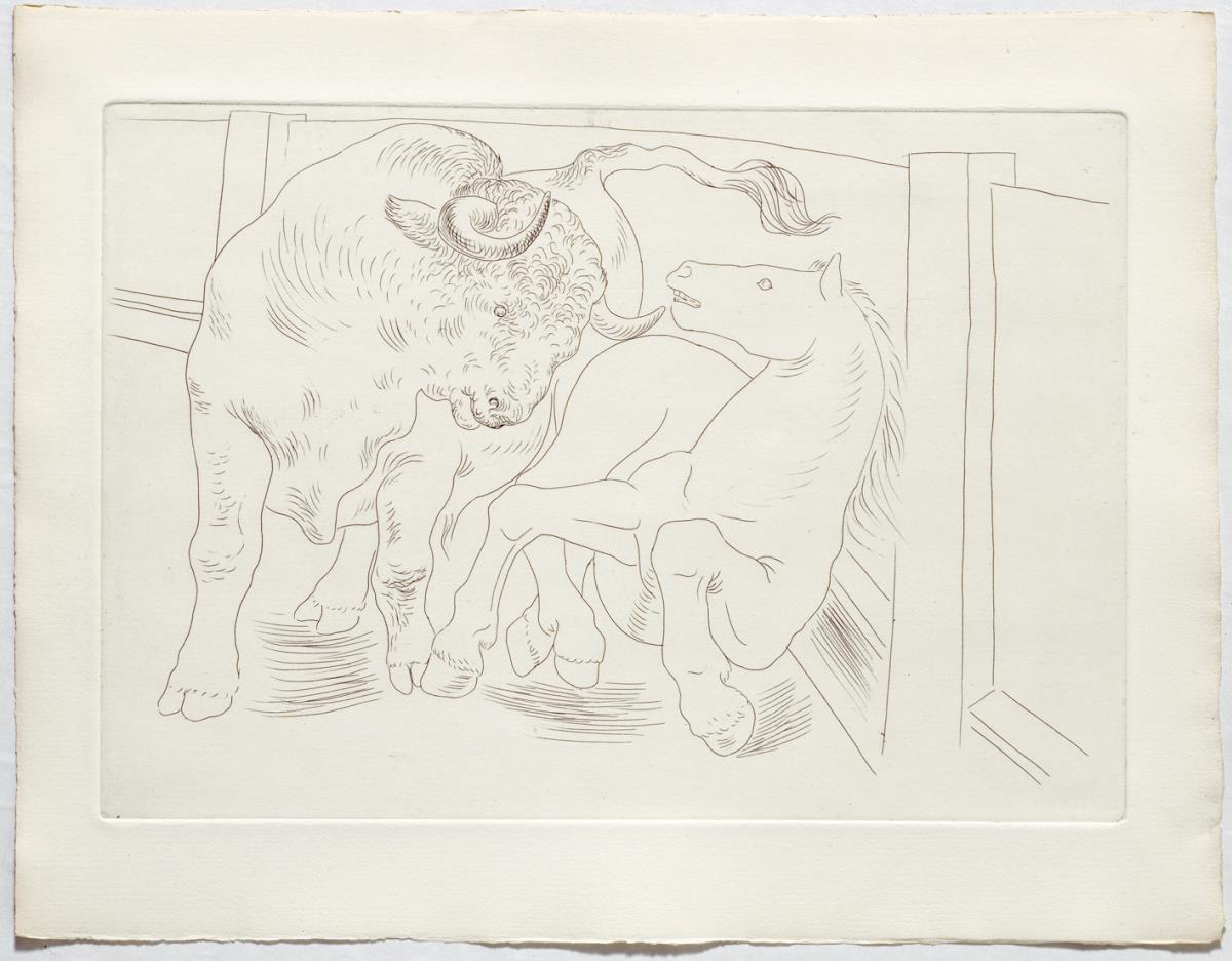 Bull and Horse in the Arena