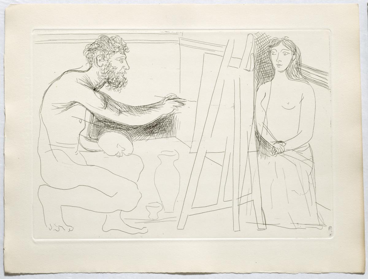 Painter Before his Easel, with a Long-Haired Model