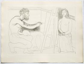 Painter Before his Easel, with a Long-Haired Model