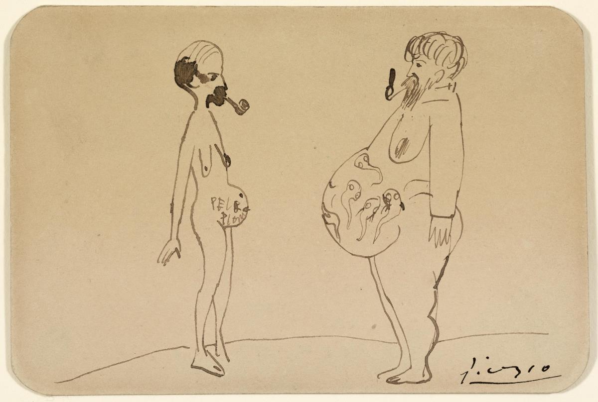 Miquel Utrillo and Santiago Rusiñol Smoking a Pipe