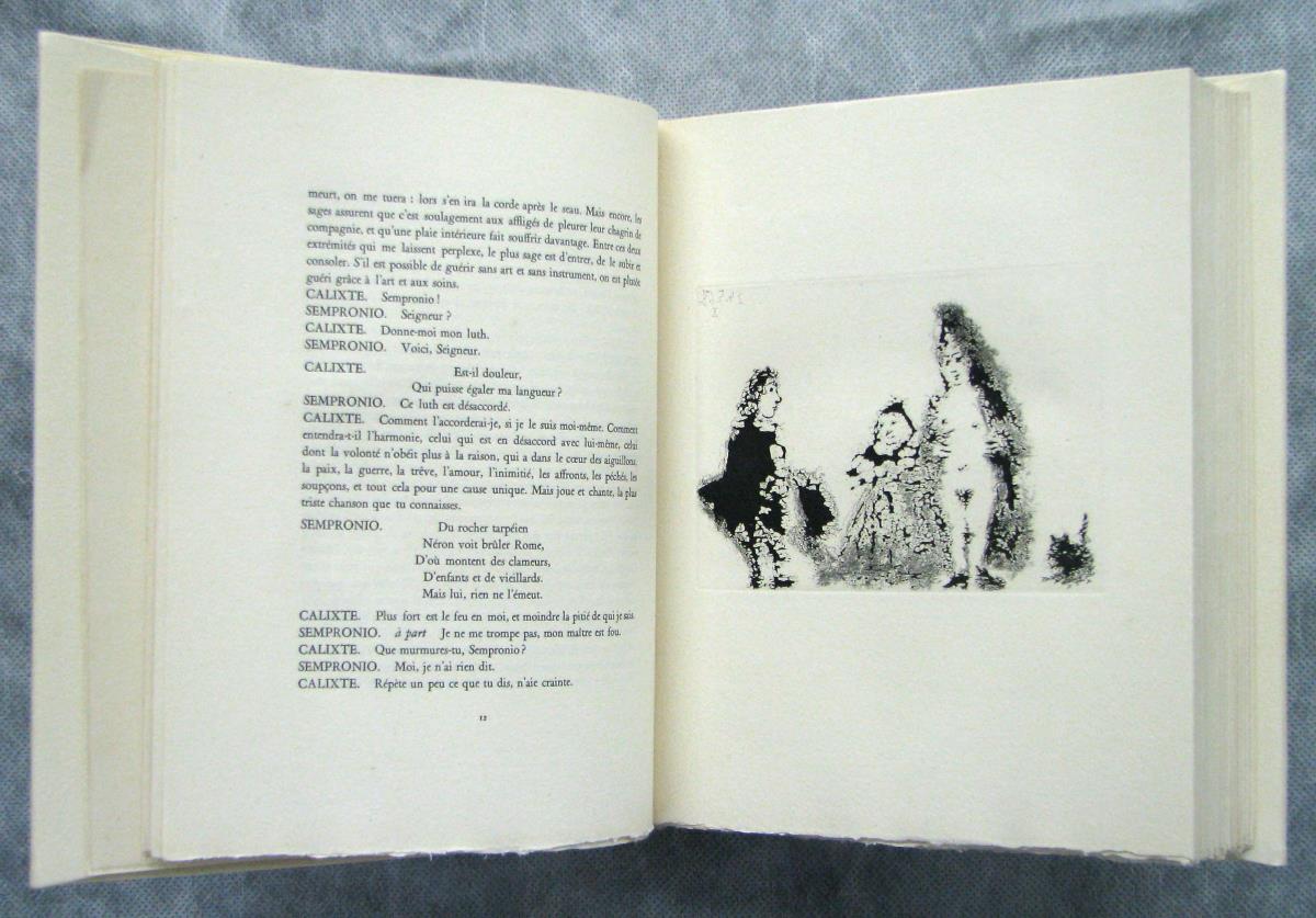 La Celestina y una prostituta con un gato y un cliente joven