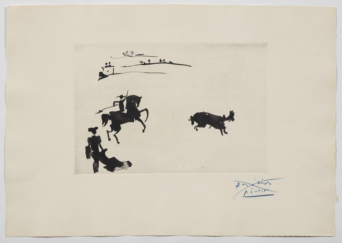 "Citando al toro con el rejón"