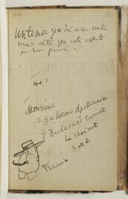 Caricatura de Guillaume Apollinaire i anotacions manuscrites