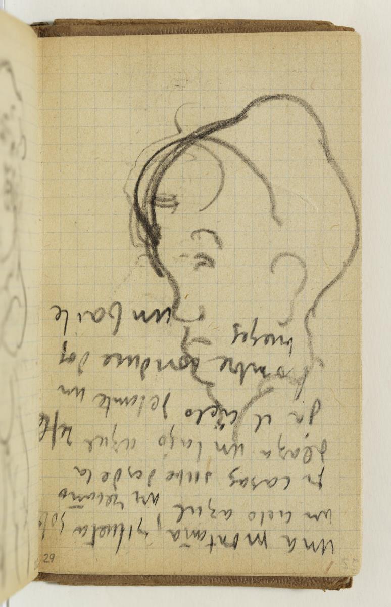 Cabeza de hombre y anotaciones manuscritas