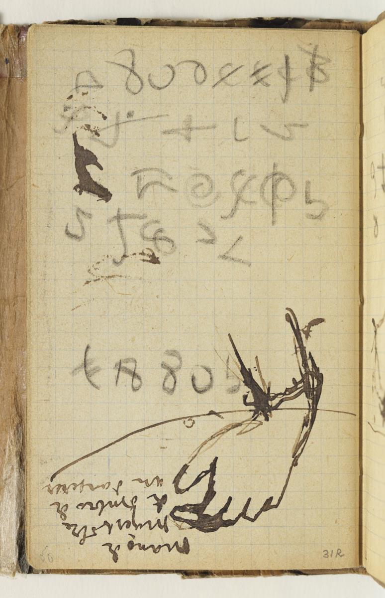 Study of a Hand and Handwritten Notes