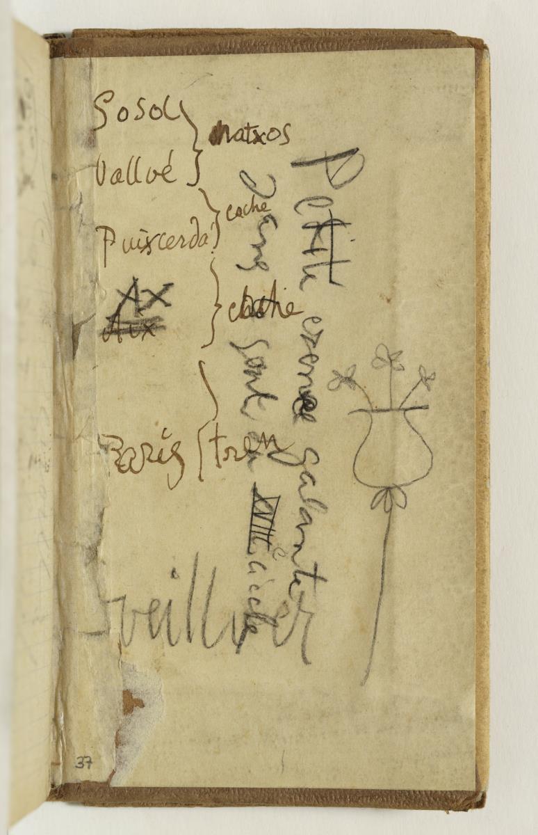 Anotaciones manuscritas. Itinerario de Gósol a París