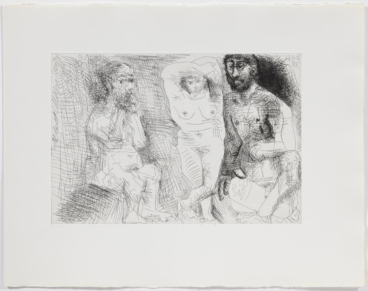 Dos hombres barbudos con una mujer desnuda | Museo Picasso Barcelona