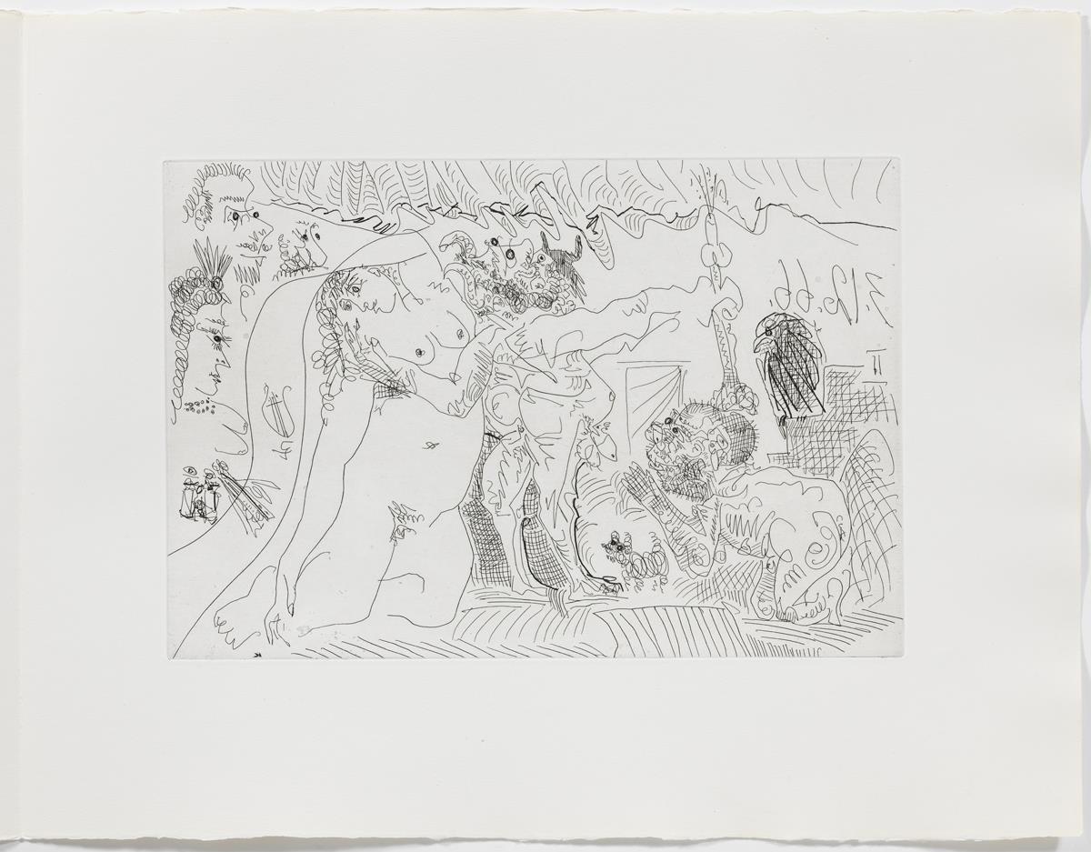 Al teatre: el banyut brandant el "llamp de Zeus", amb l'àguila del déu, etc.