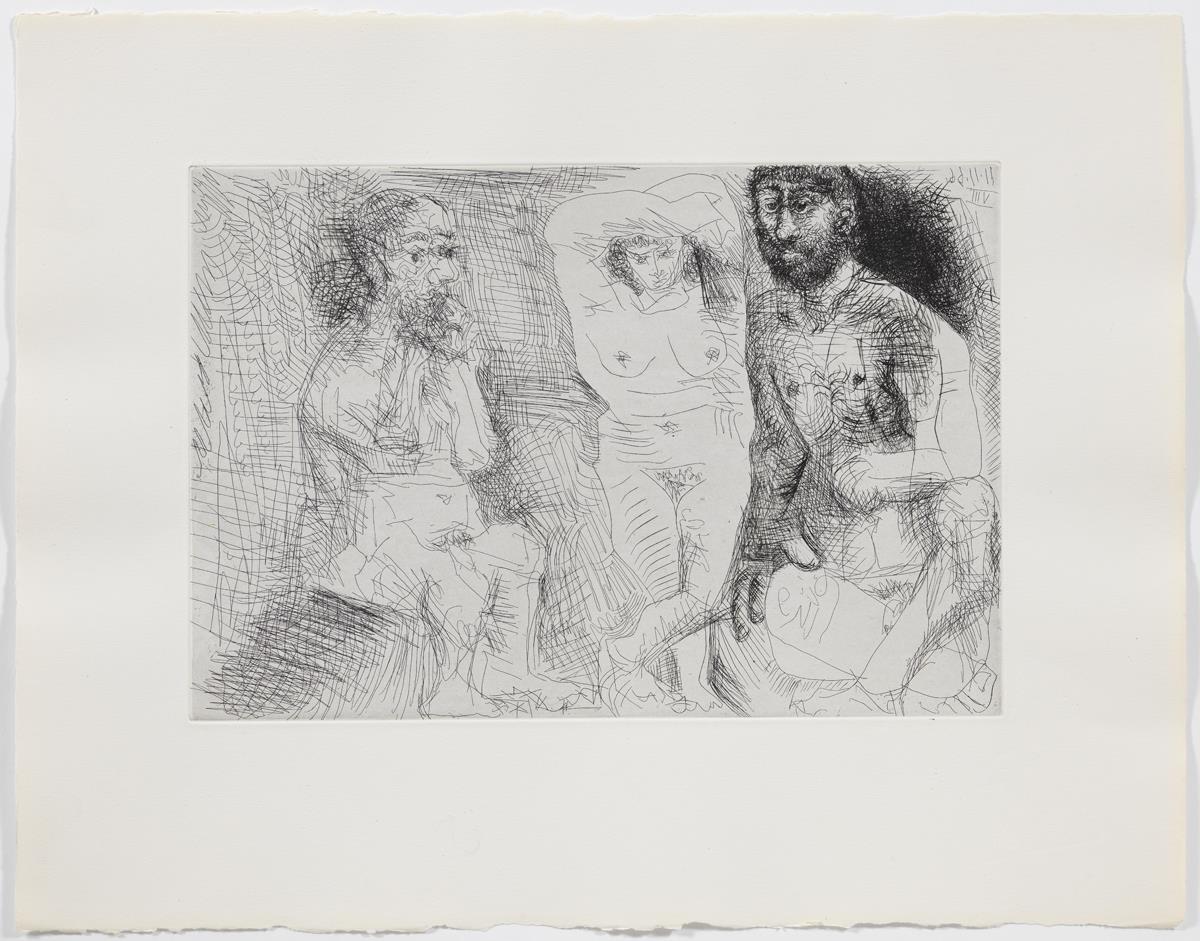 Dos hombres barbudos con una mujer desnuda | Museo Picasso Barcelona