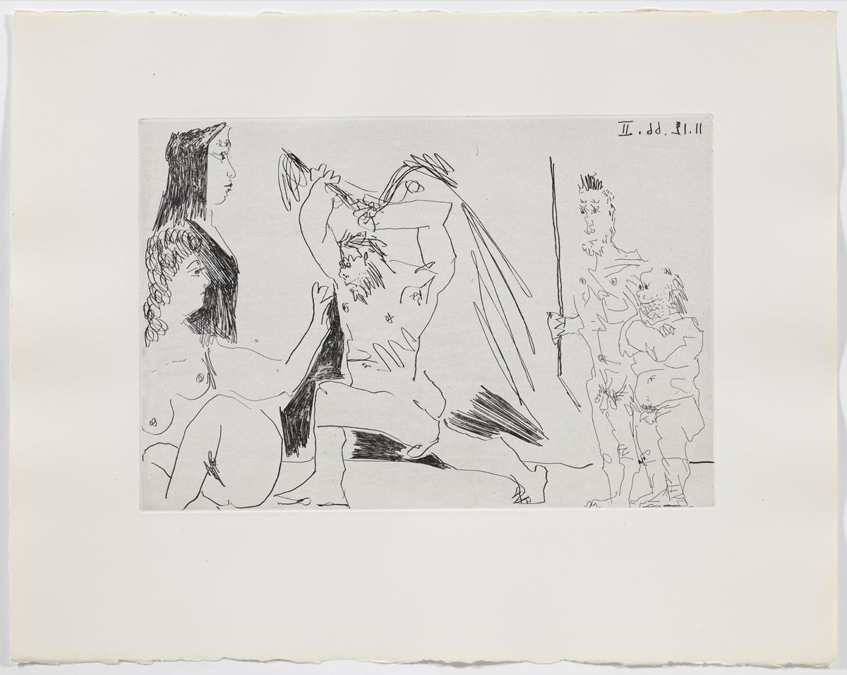 Angry Bearded Man, with Two Indifferent Women and Two Spectators