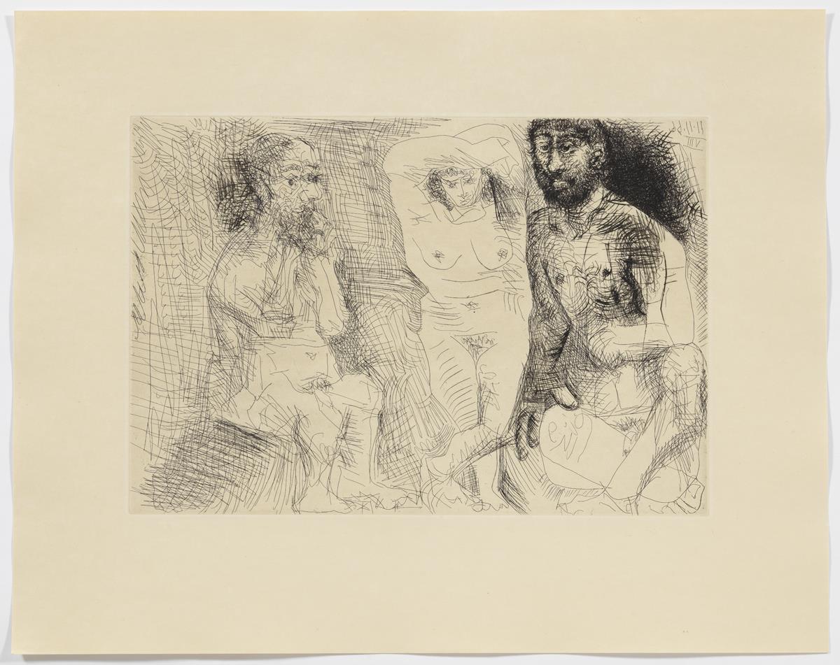 Dos hombres barbudos con una mujer desnuda | Museo Picasso Barcelona